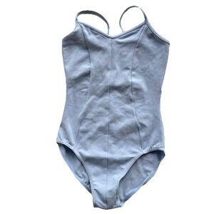 NWT Mirella Princess Seam V-Front Camisole Dance Leotard Small Light Blue